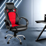 Racing Style PU Leather Office Desk Chair - Red