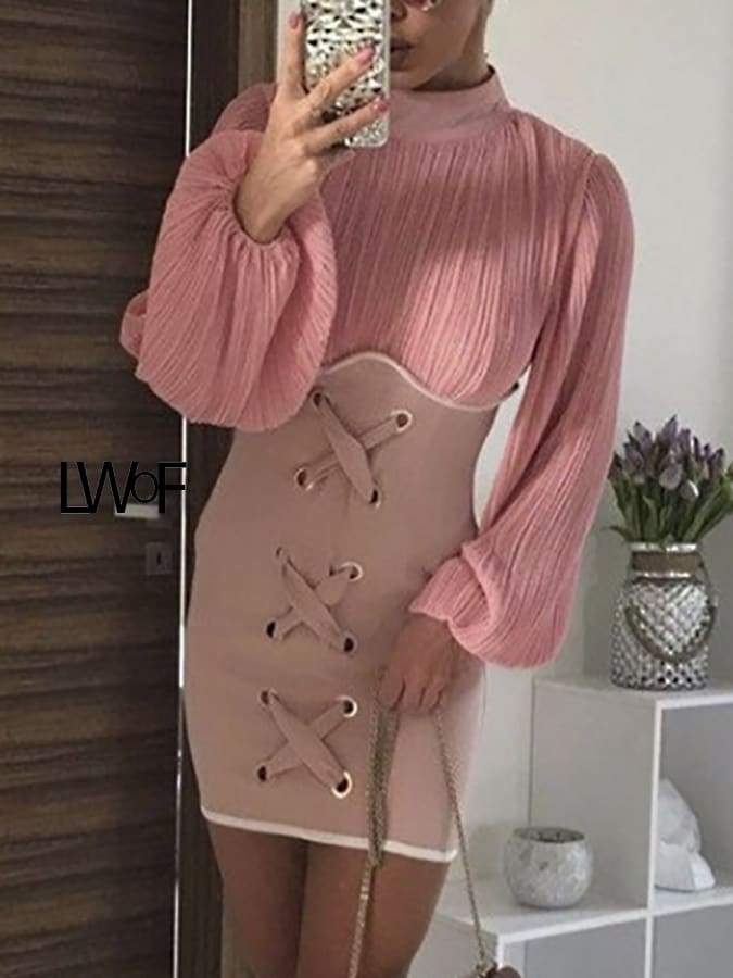 Sexy knitted bandage bodycon short dress