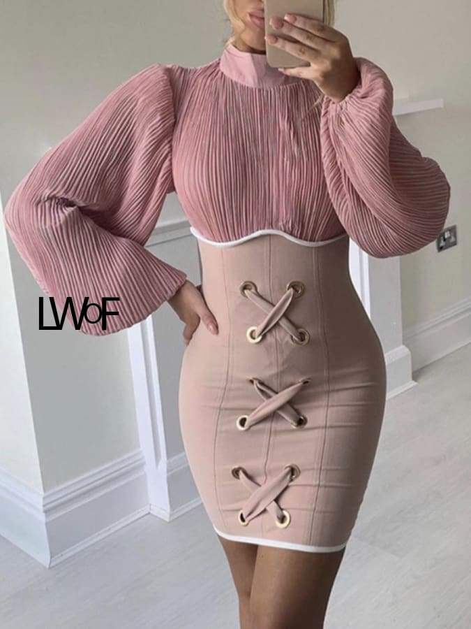 Sexy knitted bandage bodycon short dress