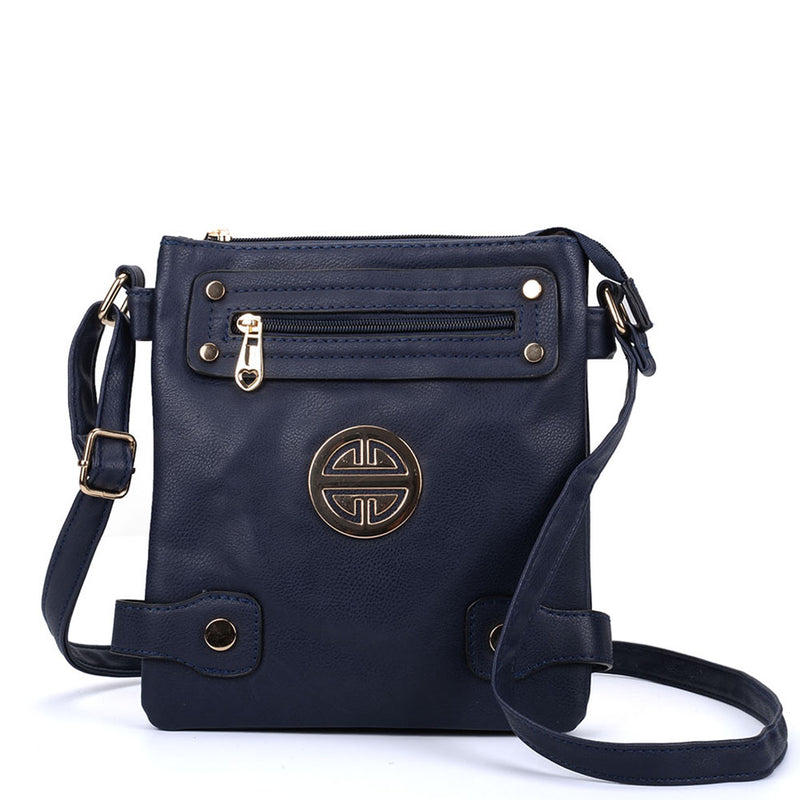 VK5346 Navy - Messenger Bag With Zip Front Detail