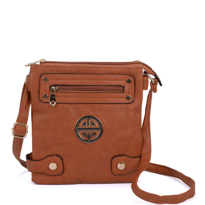 VK5346 Tan - Messenger Bag With Zip Front Detail