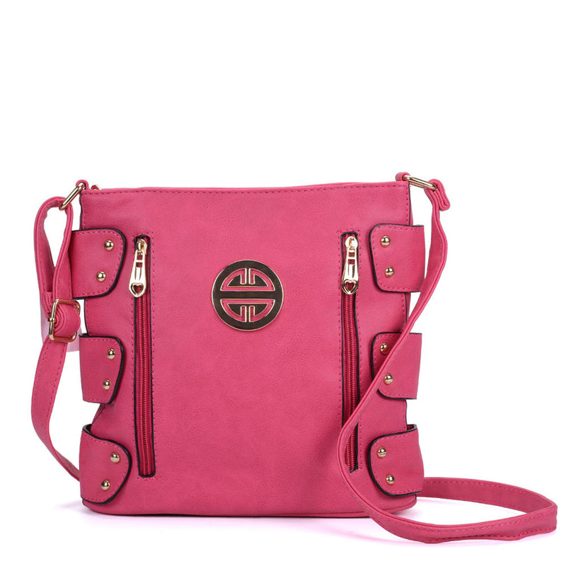 VK5349 Fushia - Messenger Bag With Zip Front Detail